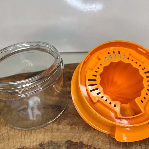Vintage Mid Century Gemco Citrus Juicer Orange Lid Glass Jar Lemon Orange - Picture 7 of 12